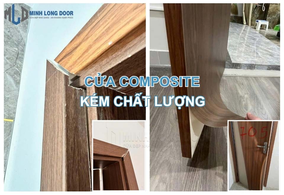 Hình ảnh cửa composite kém chất lượng do chọn đơn vị kém chất lượng thi công