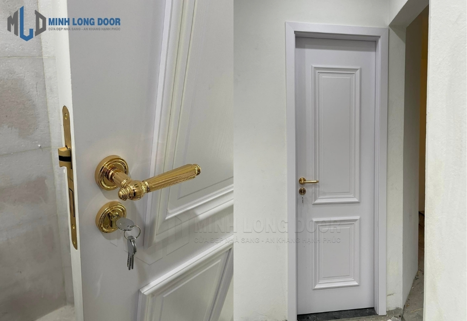 Mẫu cửa composite màu trắng tinh tế và sang trọng