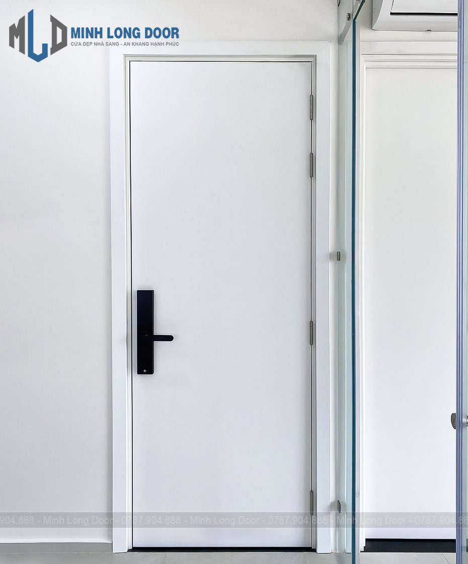 Mẫu cửa nhựa Composite màu trắng mờ hiện đại