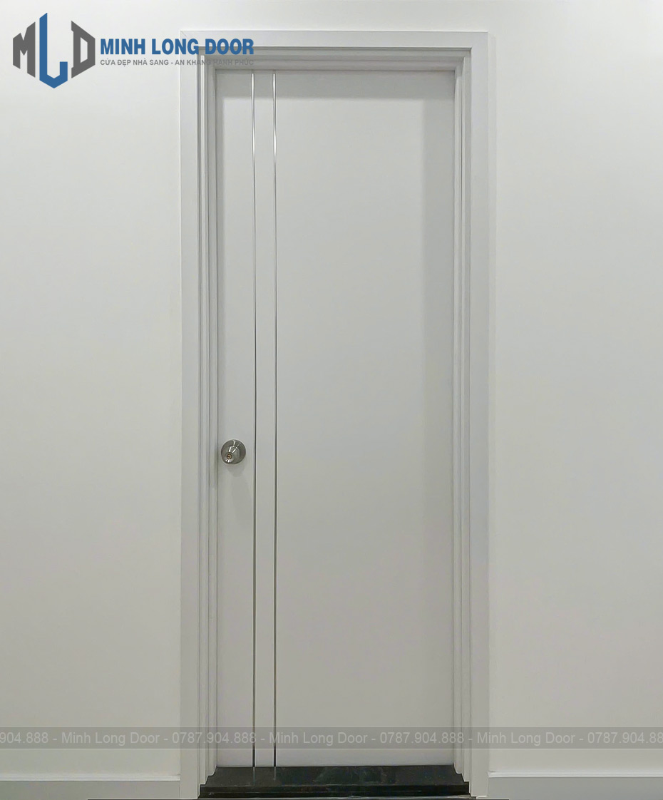 Mẫu cửa nhựa Composite màu trắng nẹp chỉ hiện đại