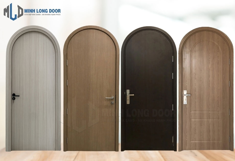 Mẫu cửa vòm composite nhà vệ sinh dễ thấy trong các cửa tiệm kinh doanh, không gian decor ưu tiên cái đẹp